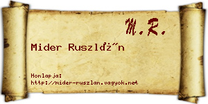 Mider Ruszlán névjegykártya